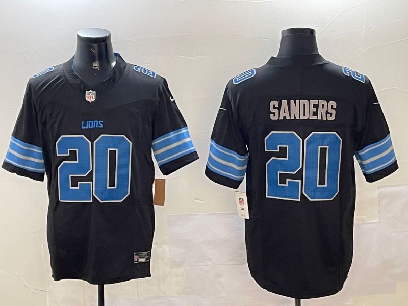 Men Detroit Lions #20 Sanders Black three generations 2024 Nike Limited NFL Jersey style 1->detroit lions->NFL Jersey